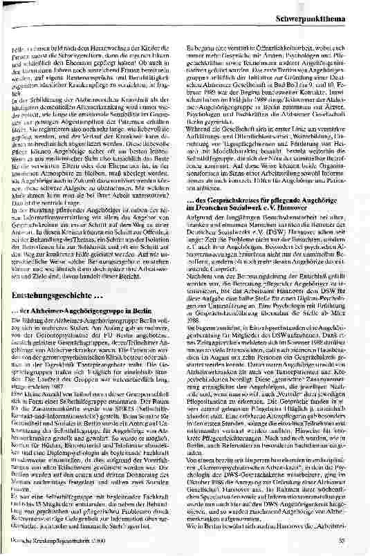 Vorschauseite 2: Angehörigenberatung durch Angehörigengruppen Beispiele aus Berlin und Hannover