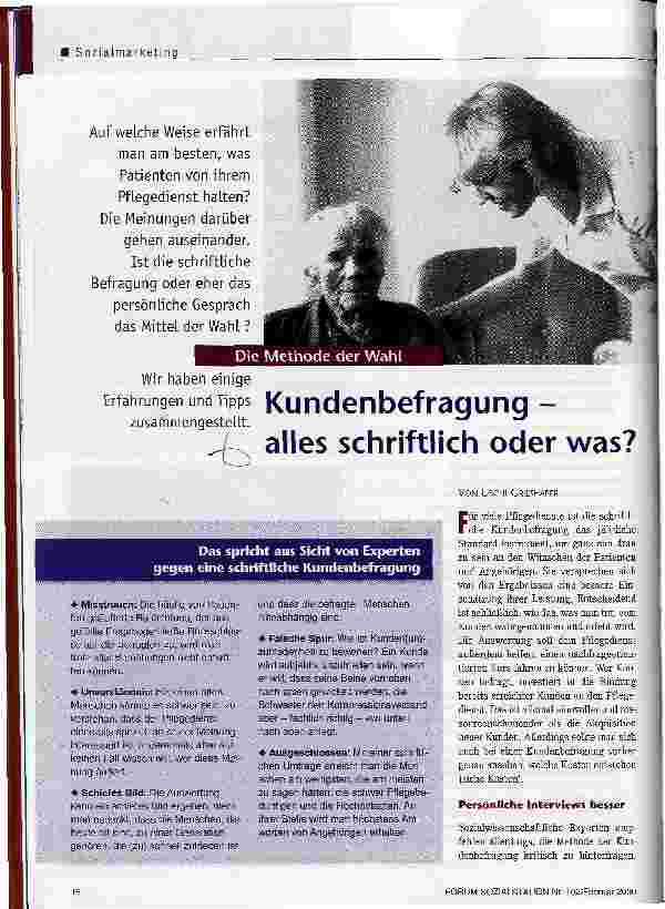 Vorschauseite 1: Kundenbefragung - alles schriftlich oder was? Die Methode der Wahl