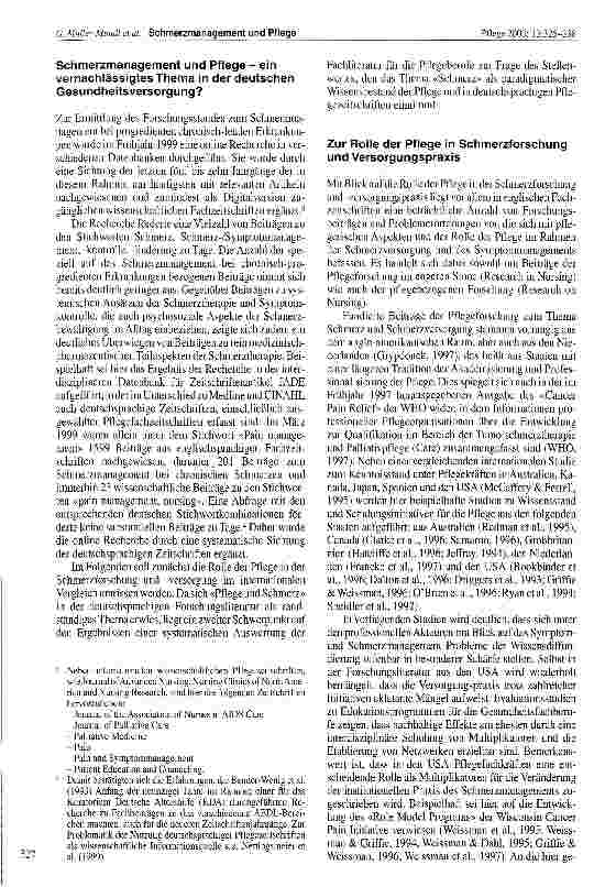Vorschauseite 3: Schmerzmanagement und Pflege - Ergebnisse einer Literaturanalyse