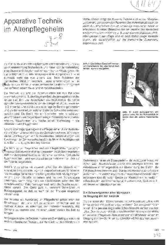 Vorschauseite 1: Apperative Technik im Altenpflegeheim