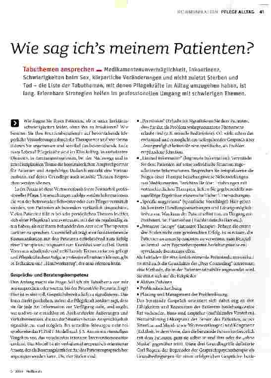 Vorschauseite 1: Wie sag ich es meinem Patienten