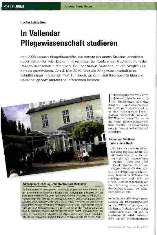 Vorschauseite 1: In Vallendar Pflegewissenschaft studieren