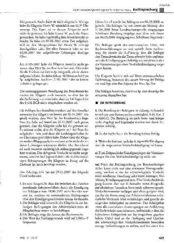 Vorschauseite 4: Zu den Voraussetzungen einer sogenannten Verdachtskündigung