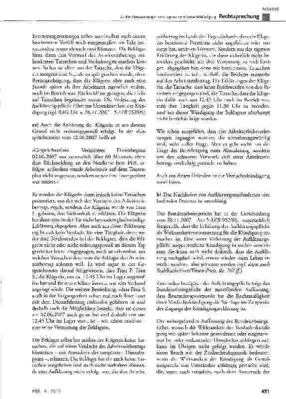 Vorschauseite 6: Zu den Voraussetzungen einer sogenannten Verdachtskündigung
