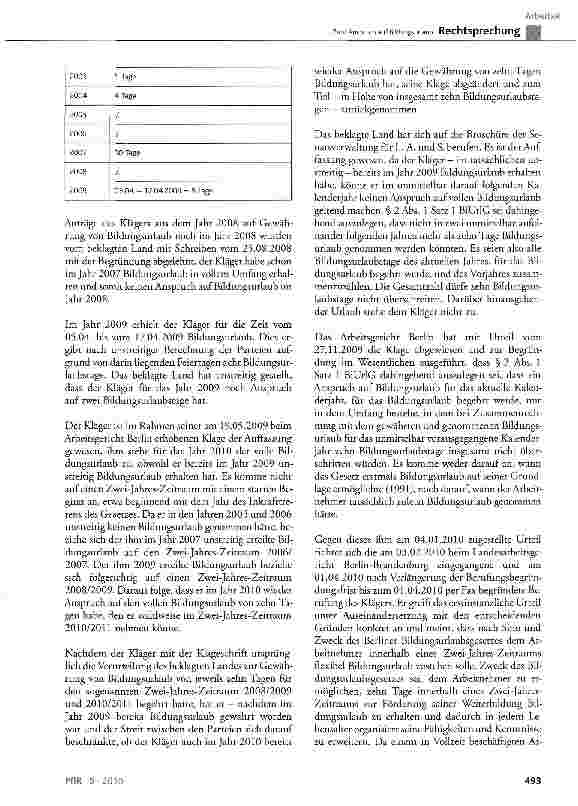 Vorschauseite 2: Zum Anspruch auf BildungsurlaubBerliner BiUrlG § 2, § 3