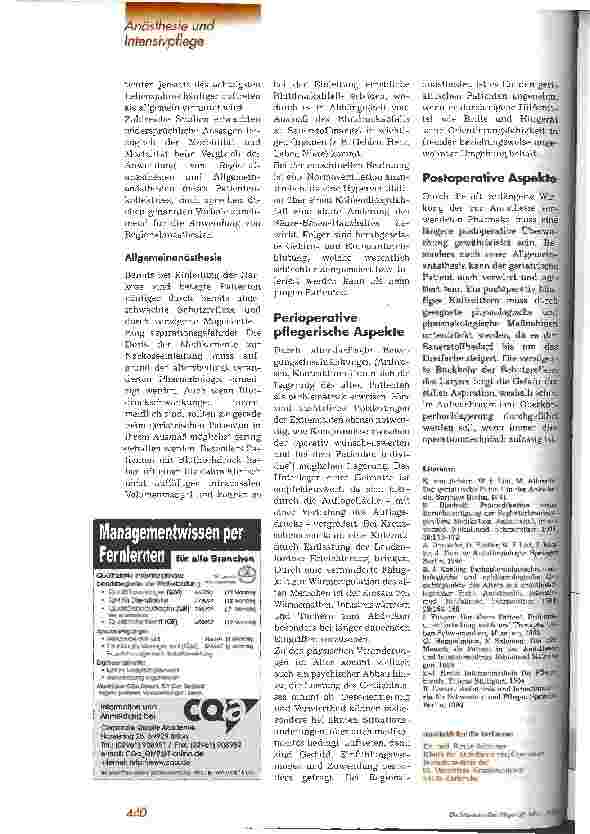 Vorschauseite 5: Geriatrische Patienten in der Anästhesie
