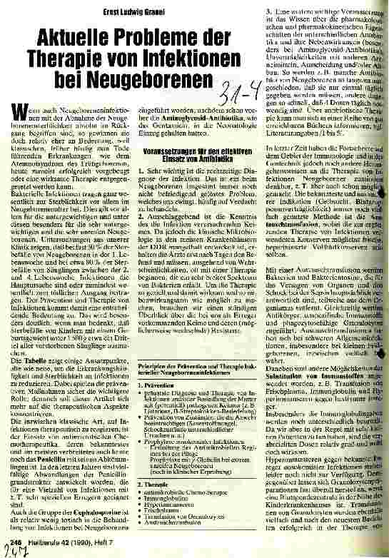 Vorschauseite 1: Aktuelle Probleme der Therapie von Infektionen bei Neugeborenen
