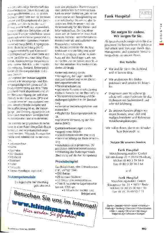 Vorschauseite 3: Reserve Krankenhauslogistik Bisher meist noch unerschlossen - Chancen für Nachfrager und Anbieter
