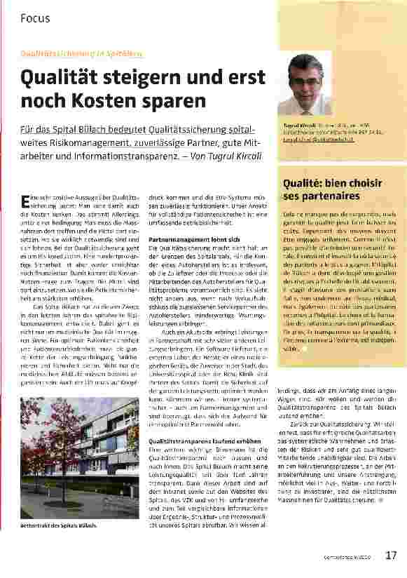 Vorschauseite 1: Qualität steigern und erst noch Kosten sparen