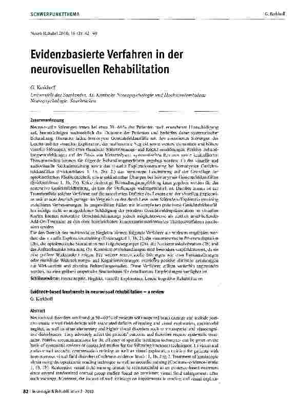 Vorschauseite 1: Evidenzbasierte Verfahren in der neurovisuellen Rehabilitation