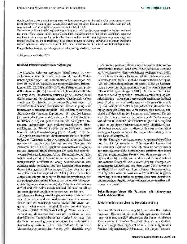 Vorschauseite 2: Evidenzbasierte Verfahren in der neurovisuellen Rehabilitation