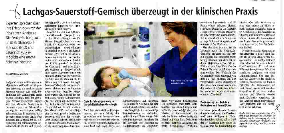 Vorschauseite 1: Lachgas-Sauerstoff-Gemisch überzeugt in der klinischen Praxis