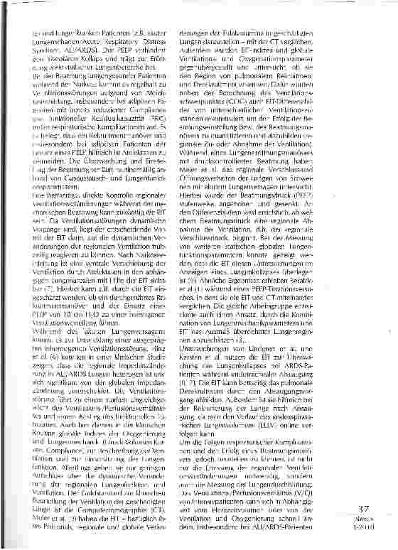 Vorschauseite 2: ELEKTROIMPEDANZTOMOGRAPHIE (EIT) ZUM MONITORING VON KOMPLIKATIONEN UND MANÖVERN