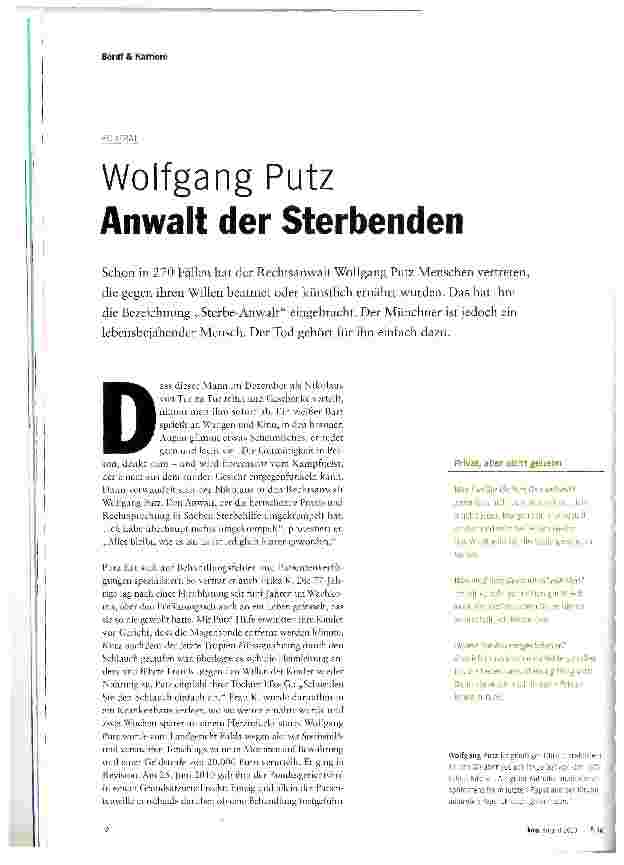 Vorschauseite 1: Wolfgang Putz Anwalt der Sterbenden
