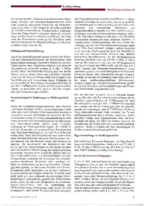 Vorschauseite 3: Produkthaftung des Krankenhausträgers bei Reparatur beziehungsweise Modifikation von Medizinprodukten