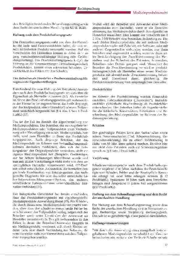 Vorschauseite 5: Produkthaftung des Krankenhausträgers bei Reparatur beziehungsweise Modifikation von Medizinprodukten