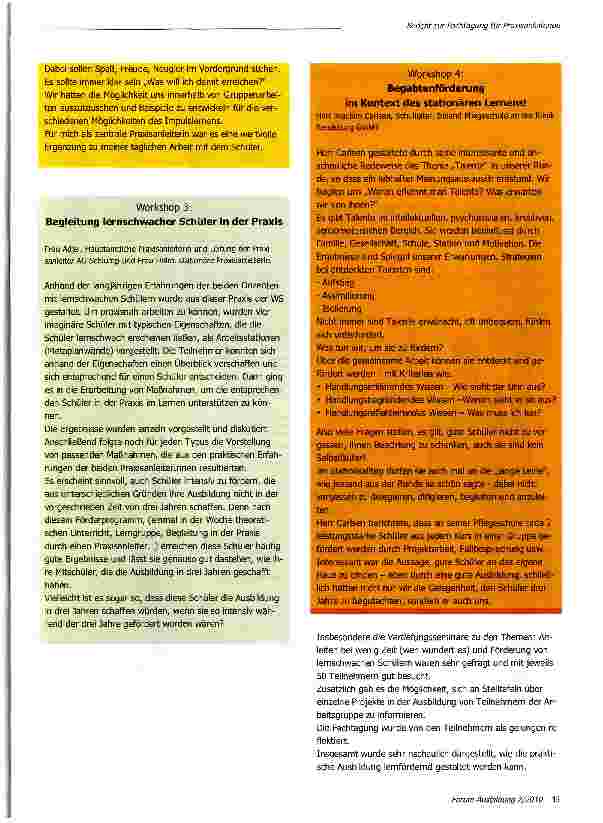 Vorschauseite 2: 3. Fachtagung der AG-Praxisanleiter, 03. 11. 2010Fachtagung: Praktische Anleitung mit Zukunft? - Zukunft mit praktischer Anleitung!