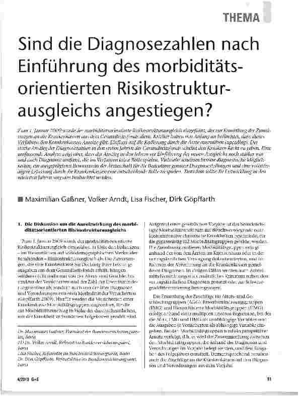 Vorschauseite 1: Sind die Diagnosezahlen nach Einführung des morbiditäts-orientierten Risikostrukturausgleichs angestiegen?