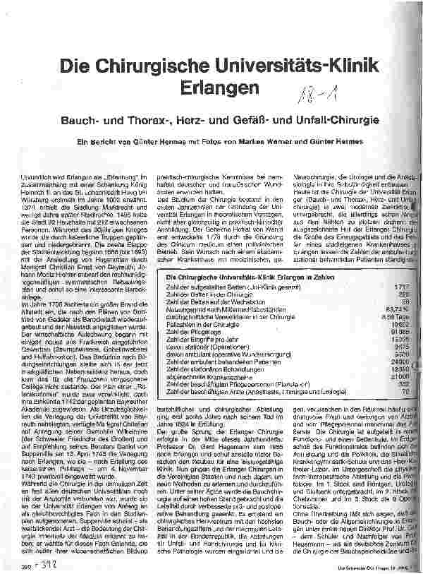 Vorschauseite 1: Die Chirurgische Universitäts-Klinik Erlangen Bauchund Thorax, Herzund Gefäßund Unfall-Chirurgie