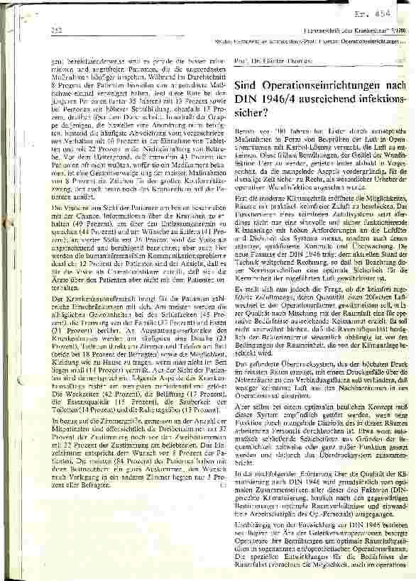 Vorschauseite 1: Sind Operationseinrichtungen nach Din 1946/4 ausreichend infektionssicher