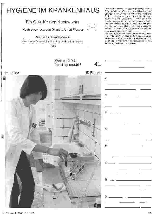 Vorschauseite 1: Hygiene im Krankenhaus - Ein Quiz für den Nachwuchs Nach einer Idee von Dr. med. Alfred Plesser
