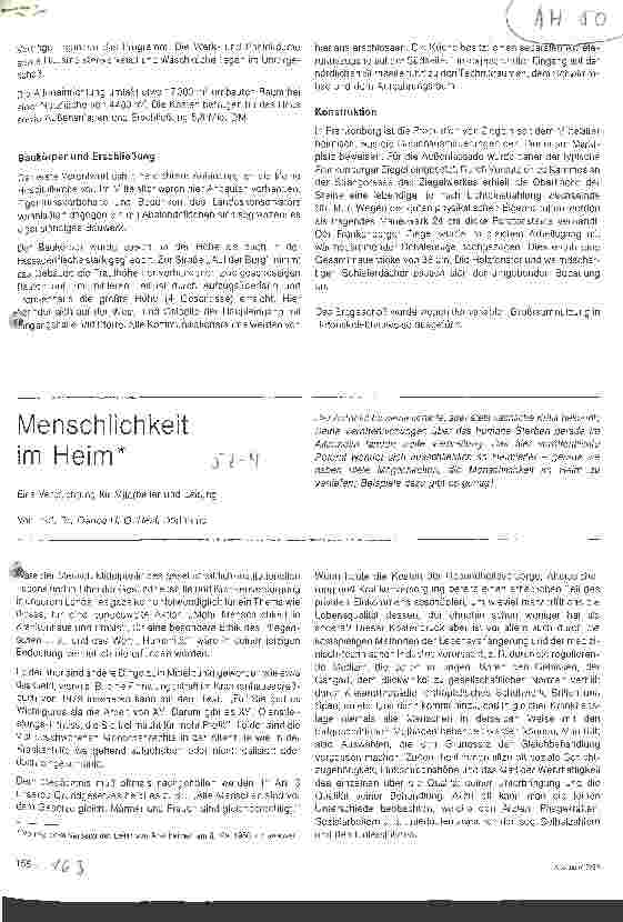 Vorschauseite 1: Menschlichkeit im Heim