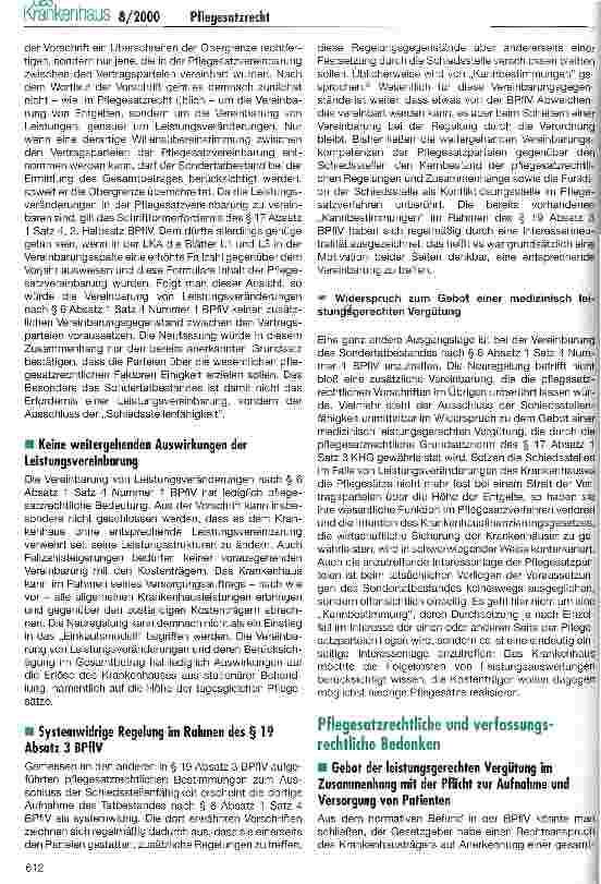 Vorschauseite 2: Pflegesatzrecht: Sondertatbestände im Belieben der Kostenträger Krankenhäuser können sich wehren