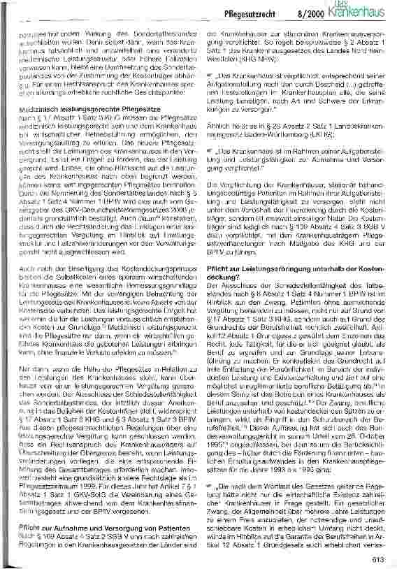 Vorschauseite 3: Pflegesatzrecht: Sondertatbestände im Belieben der Kostenträger Krankenhäuser können sich wehren
