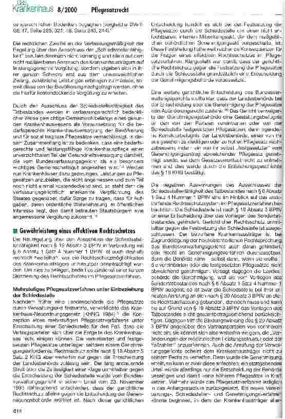 Vorschauseite 4: Pflegesatzrecht: Sondertatbestände im Belieben der Kostenträger Krankenhäuser können sich wehren