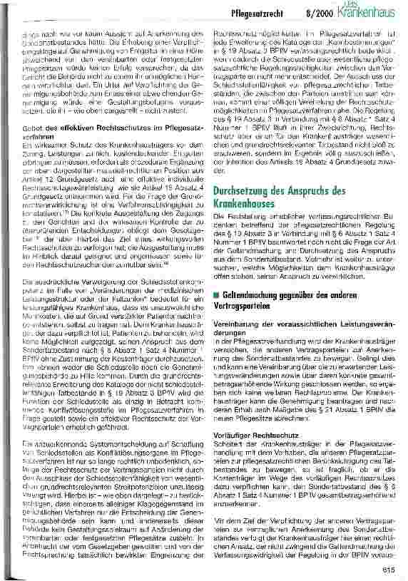 Vorschauseite 5: Pflegesatzrecht: Sondertatbestände im Belieben der Kostenträger Krankenhäuser können sich wehren