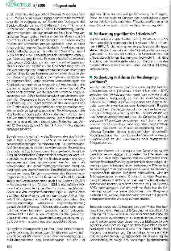 Vorschauseite 6: Pflegesatzrecht: Sondertatbestände im Belieben der Kostenträger Krankenhäuser können sich wehren