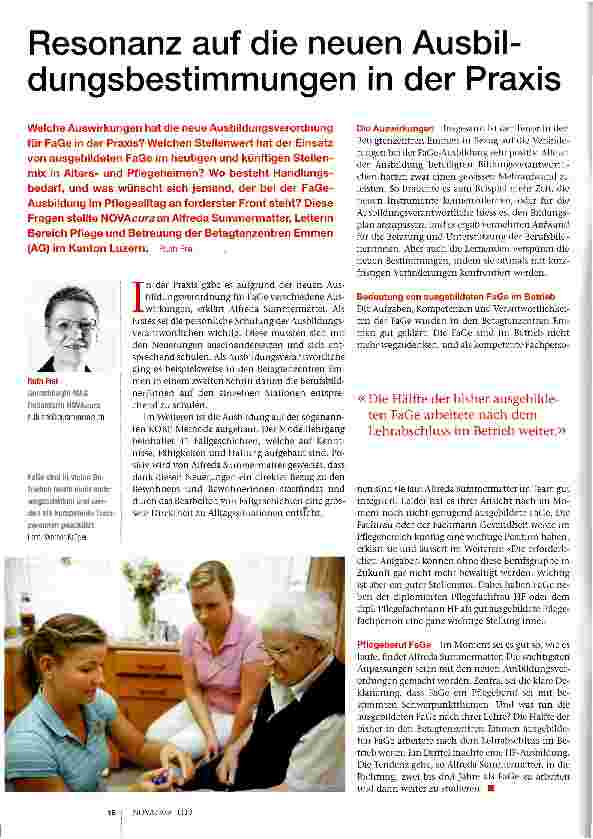 Vorschauseite 1: Resonanz auf die neuen Ausbildungsbestimmungen in der Praxis