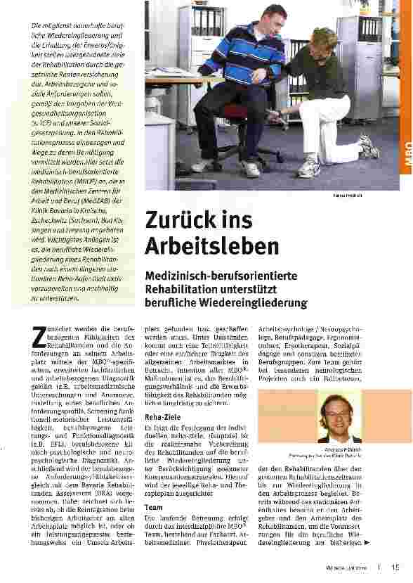 Vorschauseite 1: Zurück ins Arbeitsleben