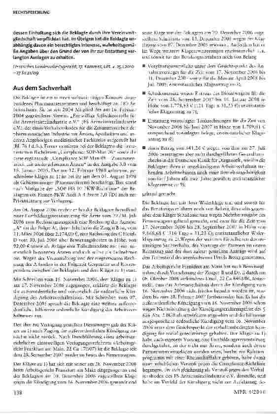 Vorschauseite 2: Kündigung wegen Verstoßes gegen Compliance-Richtlinie