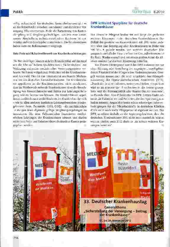 Vorschauseite 3: DKG: Kürzungspläne im Krankenhausbereich nicht überziehen
