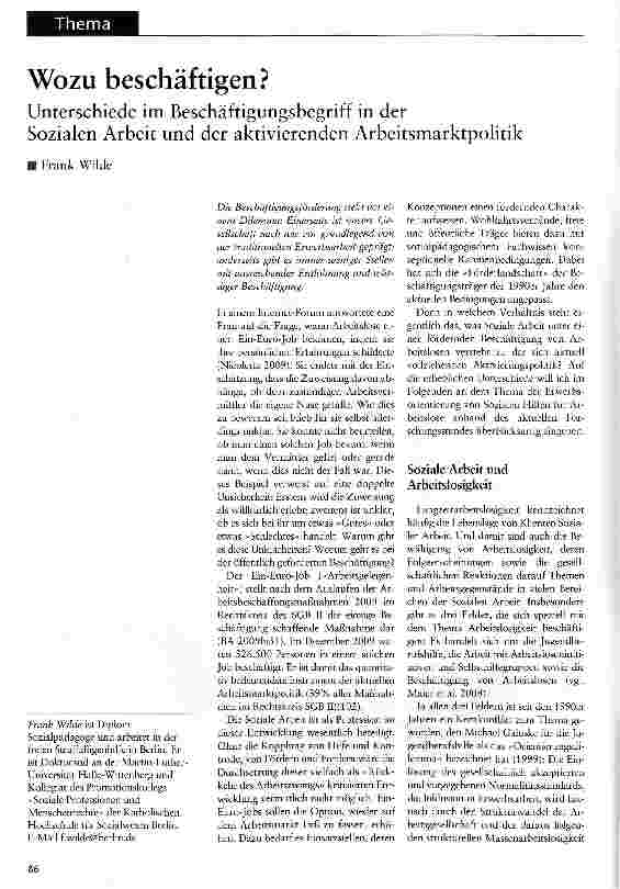 Vorschauseite 1: Wozu beschäftigen?Unterschiede im Beschäftigungsbegriff in derSozialen Arbeit und der aktivierenden Arbeitsmarktpolitik