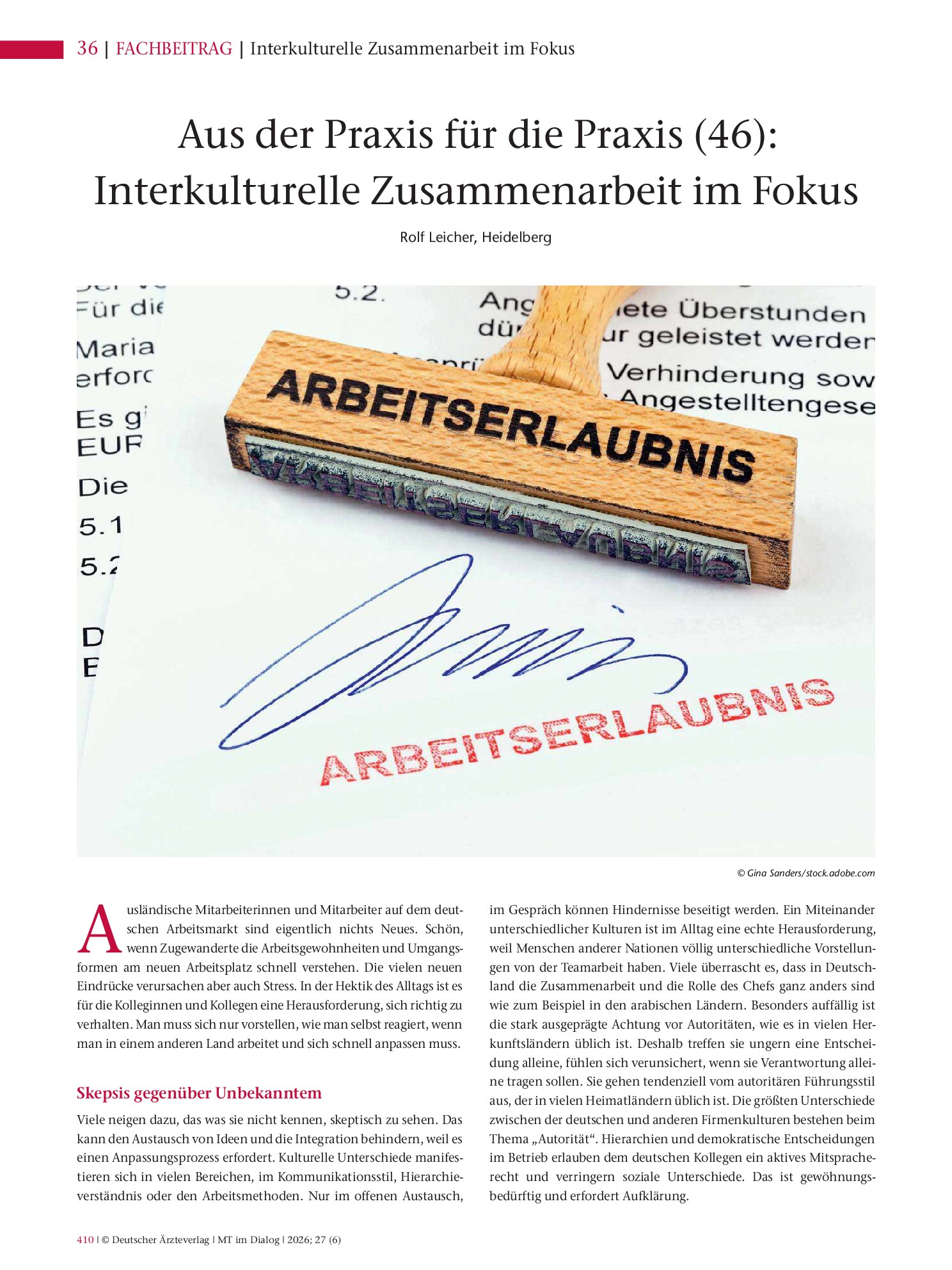 Vorschauseite 1: Aus der Praxis für die Praxis (46): Interkulturelle Zusammenarbeit im Fokus