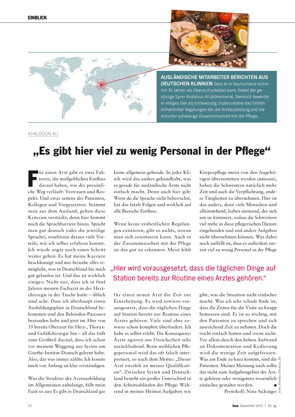 Vorschauseite 1: „Es gibt hier viel zu wenig Personal in der Pflege“