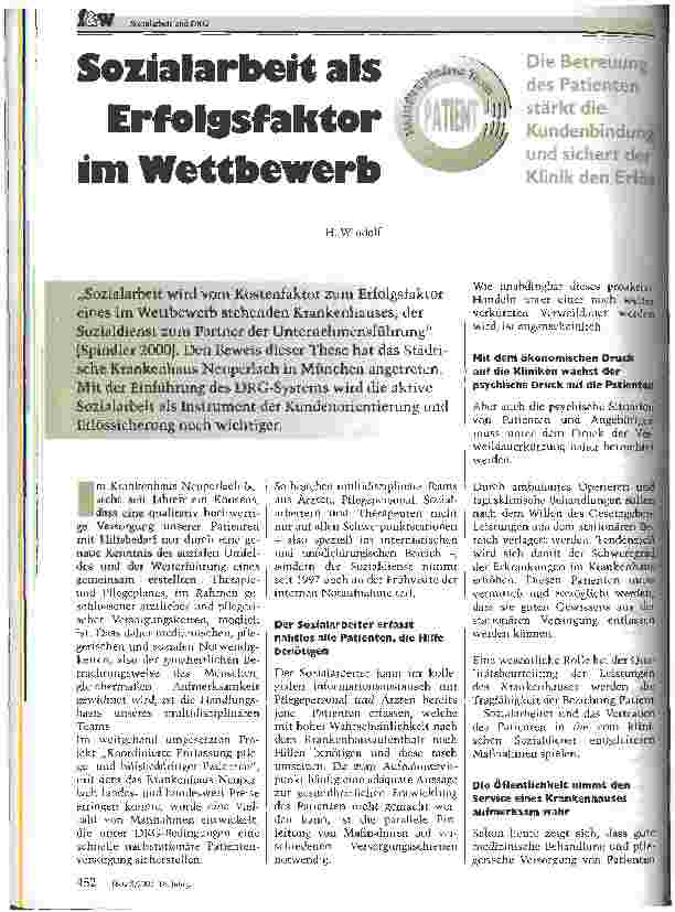 Vorschauseite 1: Sozialarbeit als Erfolgsfaktor im Wettbewerb
