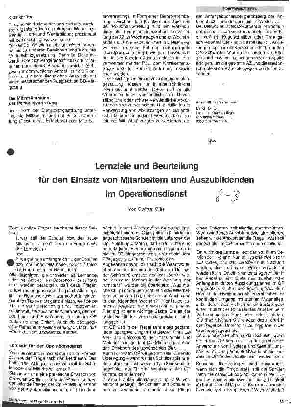 Vorschauseite 4: Stellenplanberechnung für die Operationsabteilung