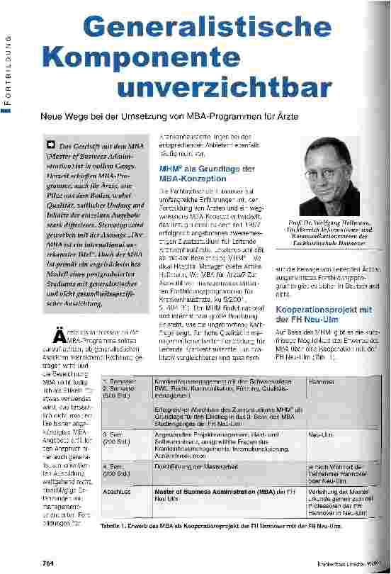 Vorschauseite 1: Generalistische Komponente unverzichtbar