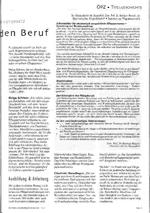 Vorschauseite 2: Vom Hilfsberuf zum helfenden Beruf Im Jahr 4 mit dem neuen Gesundheitsund Krankenpflegegesetz