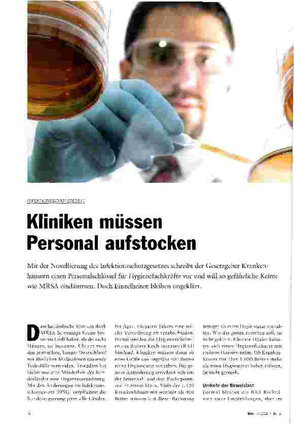 Vorschauseite 1: Kliniken müssen Personal aufstocken