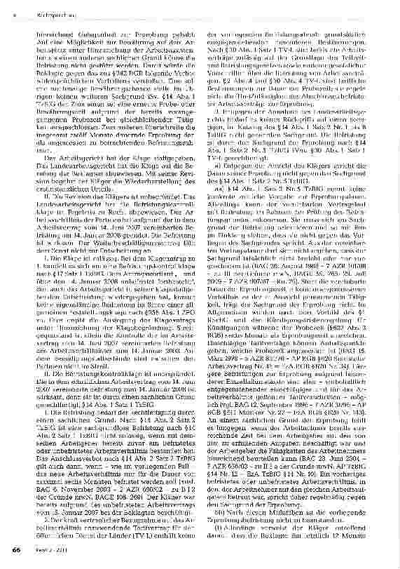 Vorschauseite 2: a) Befristetes Arbeitsverhältnis zurweiteren Erprobung nach nichtbestandener Probezeitb) Sachgrund der Erprobung iSv.§ 14 Abs. 1 Satz 2 Nr. 5 TzBfC