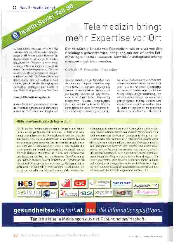 Vorschauseite 1: Telemedizin bringt mehr Expertise vor Ort