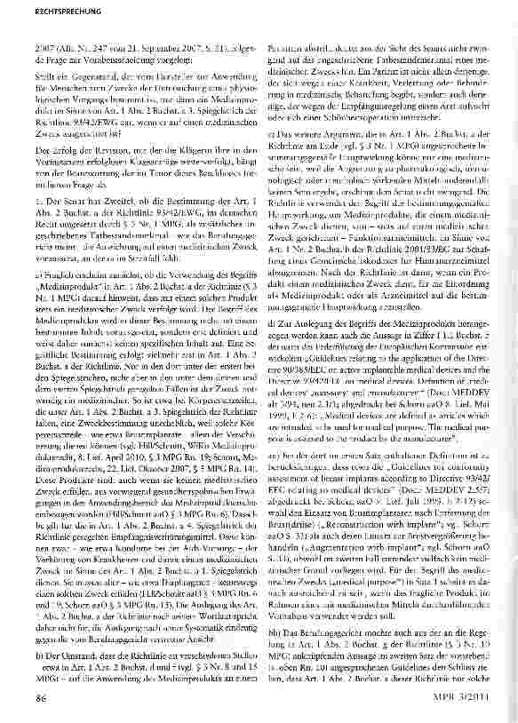 Vorschauseite 2: Vorlage an den Gerichtshof der Europäischen Union: Auslegung des Begriffs „Medizinprodukt - Messgerät