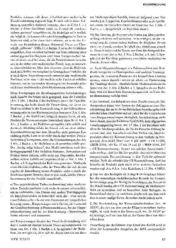 Vorschauseite 3: Vorlage an den Gerichtshof der Europäischen Union: Auslegung des Begriffs „Medizinprodukt - Messgerät