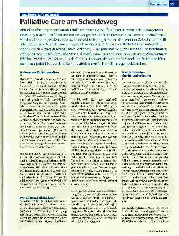 Vorschauseite 1: Palliative Care am Scheideweg