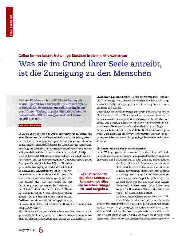 Vorschauseite 1: Was sie im Grund ihrer Seele antreibt, ist die Zuneigung zu den Menschen