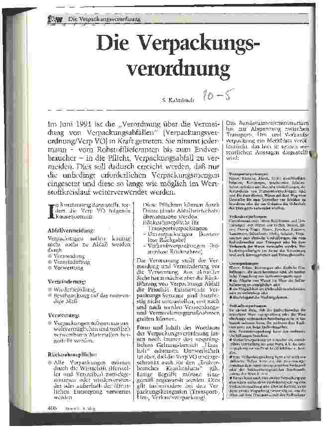 Vorschauseite 1: Die Verpackungsverordnung